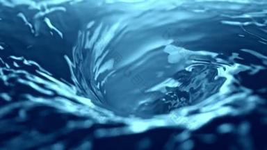 蓝水漩涡以1000 fps的速度超慢运动.以4K高速电影摄影机拍摄.